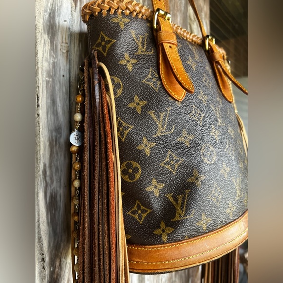 Vintage LV Bucket Bag Revamped Fringe Boho Western - Picture 4 of 9